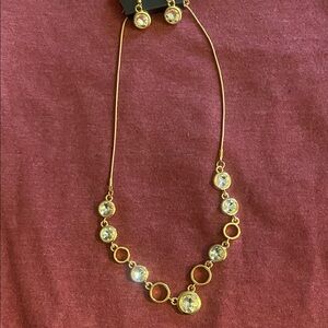 paparazzi Gold and Clear Crystal Linked Circle Necklace